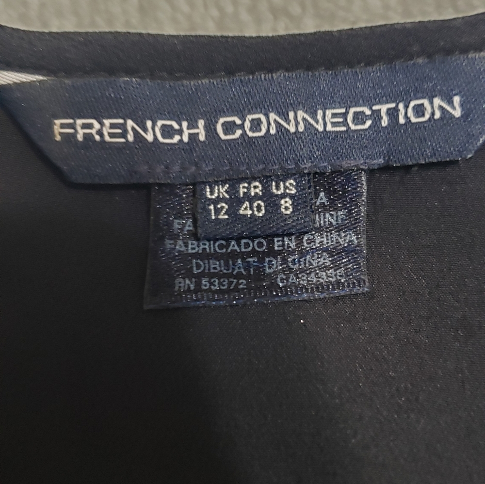 French Connection Women's Black and Tan Silk Sleevless Top Size 8 - Picture 8 of 13